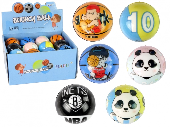 Balle colorée avec illustration de panda pour enfants 7 cm