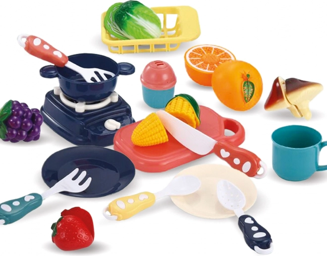 Set de cuisine pour enfants dans un panier – bleu
