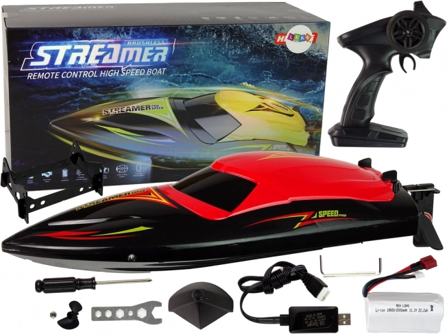 Bateau RC rapide 2,4 GHz rouge 35 km/h