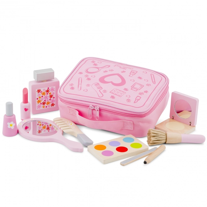 Ensemble de maquillage en bois dans un coffret
