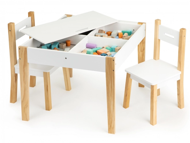 ECOTOYS Table en bois pour enfants avec tableau noir et deux chaises