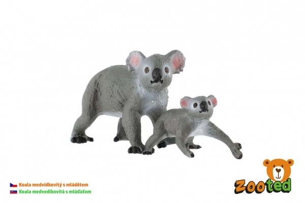 Koala ours 2 pcs femelle avec bébé plastique zooted 4-6cm en sachet