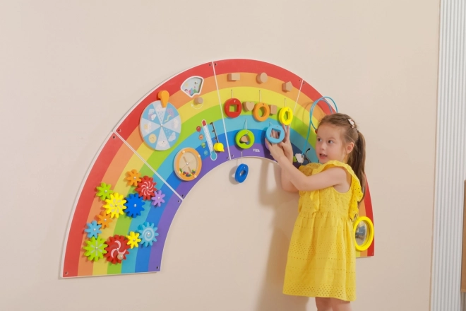 Panneau mural Montessori en bois - arc-en-ciel
