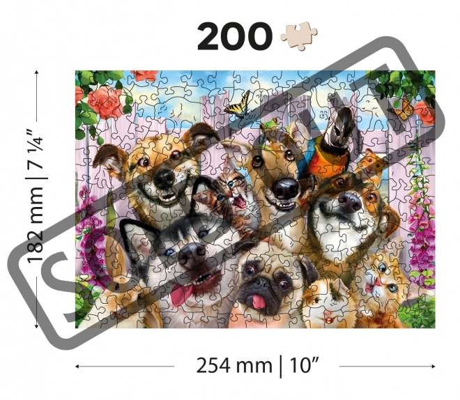 Wooden City Puzzle en Bois Animaux Fous 2-en-1, 200 Pièces ÉCO