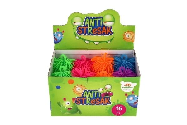 Balle anti-stress poilue à presser en silicone 7cm avec lumière à piles