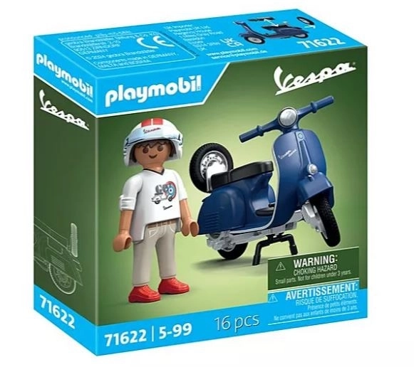 Ensemble de figurines Playmobil Vespa 150 Sprint Veloce 1969 bleu