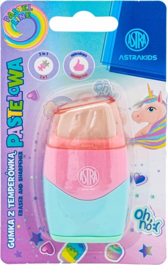 Taille-crayon pastel avec gomme 2-en-1 ASTRA