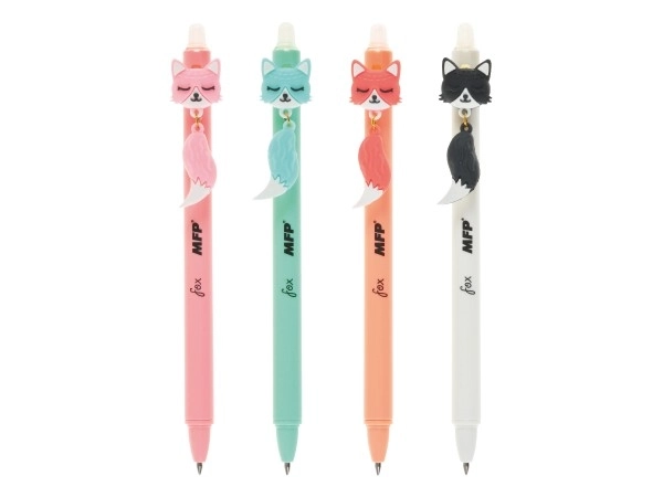 Stylo à bille effaçable avec renard 0,5 plastique bleu 4 couleurs 36 pièces dans une boîte