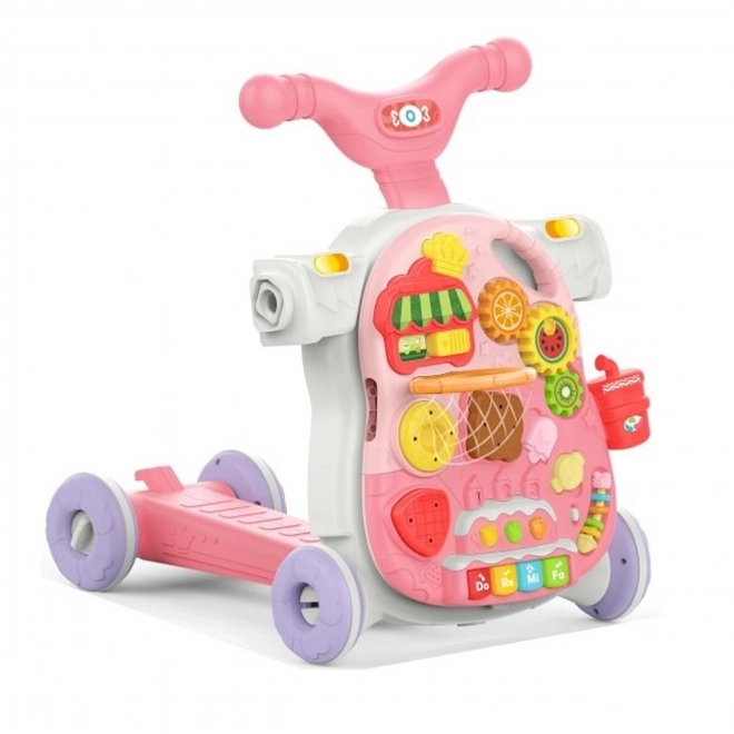Chariot de marche multifonction 5 en 1 rose pour enfants