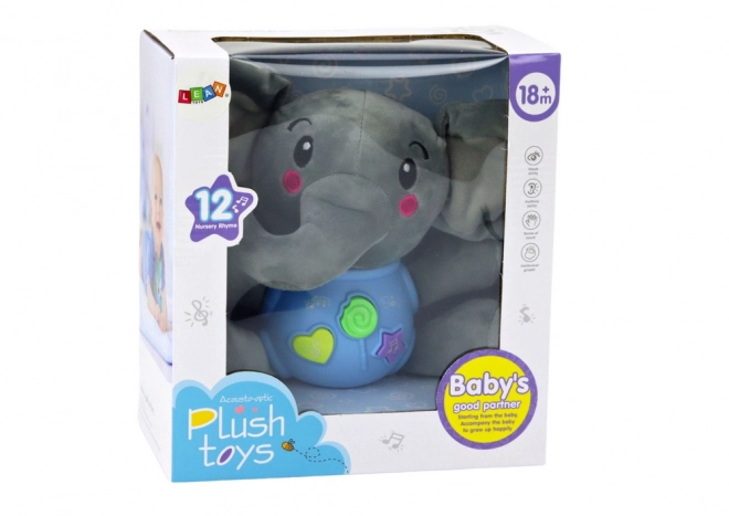 Éléphant en peluche interactif bleu musical 19 cm