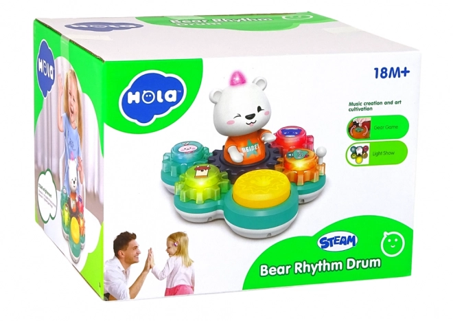 Jouet éducatif interactif pour nourrissons Ours en peluche musical avec engrenages