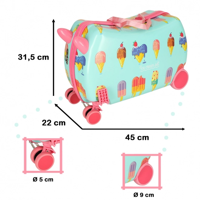 Valise pour enfants à roulettes avec motif de crème glacée