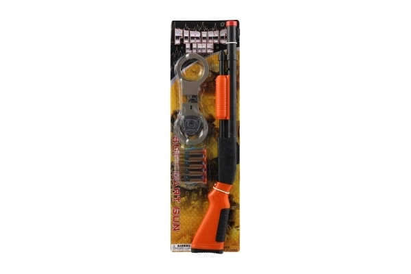 Fusil/carabine +menottes+balles à succion plastique 50cm sur carte