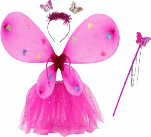 Costume féerique avec ailes de papillon – ensemble rose foncé pour enfants