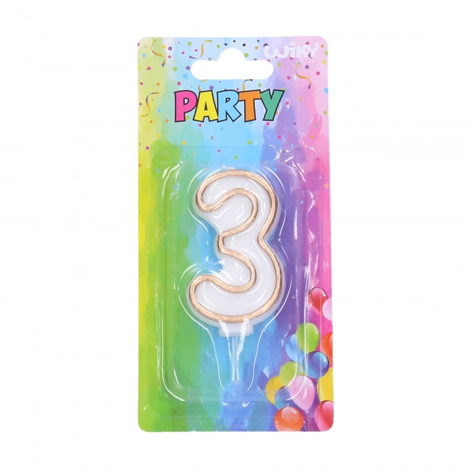 Bougie de fête numéro 3 - dorée