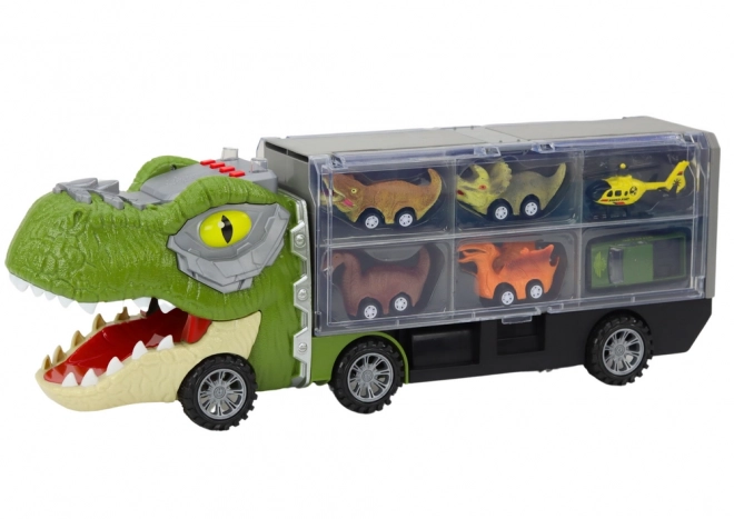 Camion de Transport de Dinosaures 6ks Lumières Sons Vert