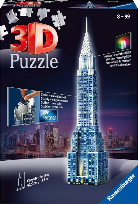 RAVENSBURGER Puzzle 3D lumineux Édition nocturne Chrysler Building 216 pièces
