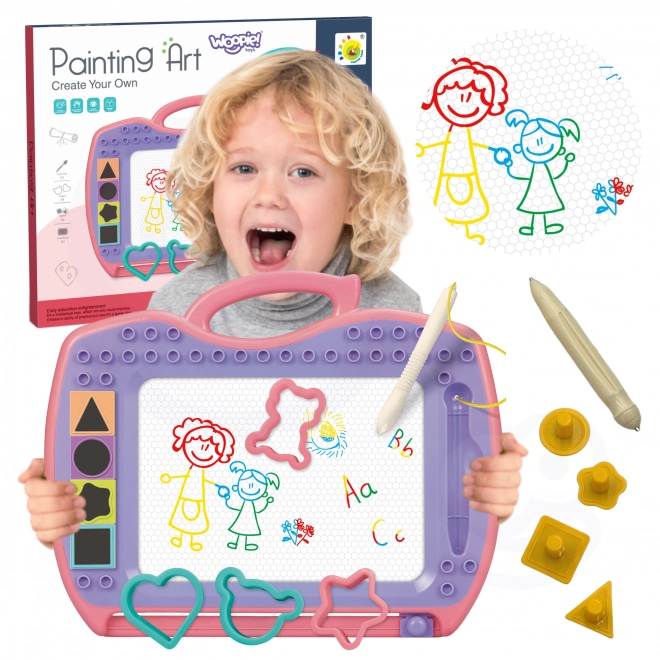 Tableau de dessin magnétique coloré avec tampons et motifs
