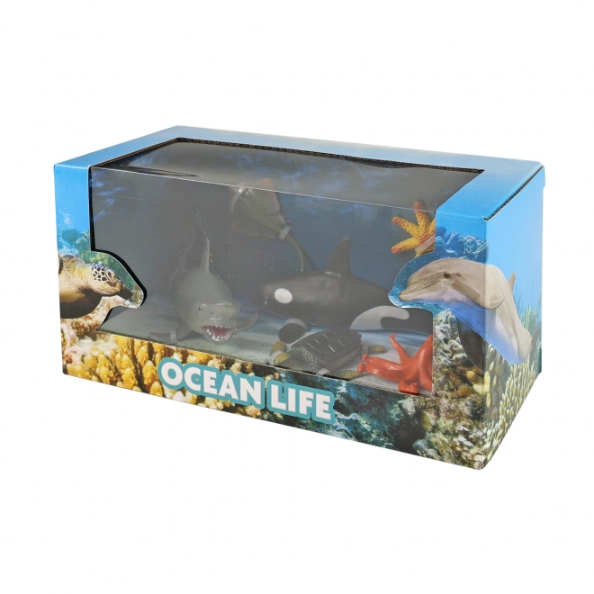 Ensemble d'animaux marins en boîte