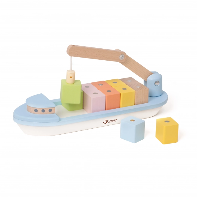 Bateau avec blocs magnétiques et grue pour tout-petits