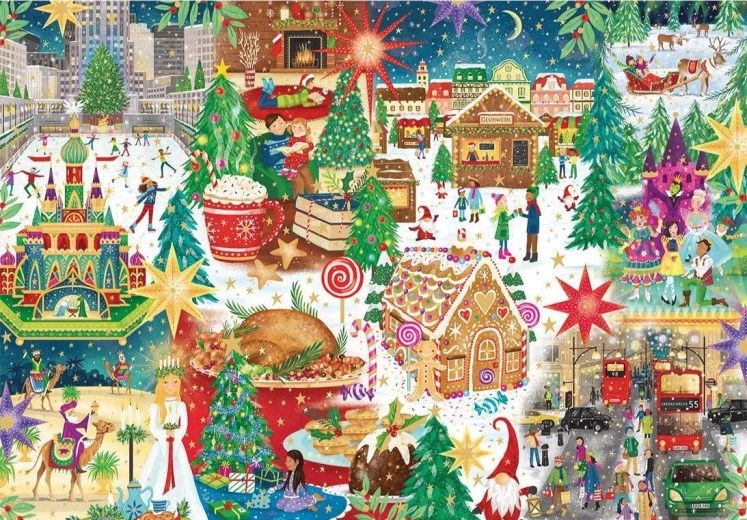 GIBSONS puzzle édition spéciale dorée – Noël autour du monde 500 pièces
