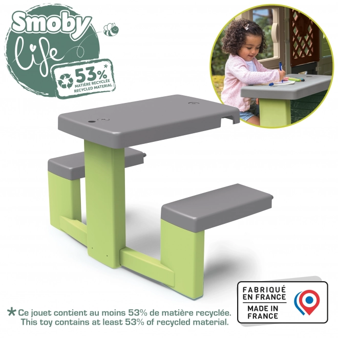 Table de pique-nique avec bancs pour maisonnettes d'enfants
