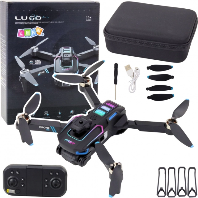 Drone LU60 avec double caméra HD et lumières LED noir