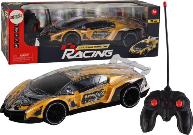 voiture de sport RC 1:16 avec lumières – jaune