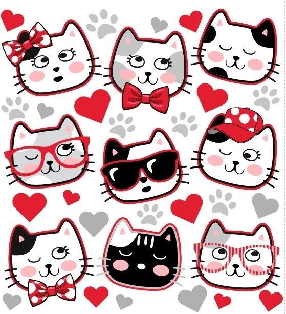 Motifs Thermocollants Visages de Chats