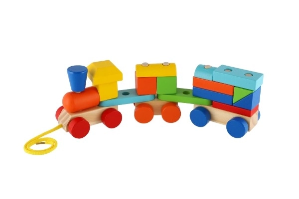Petit train en bois coloré avec wagons de Mertens