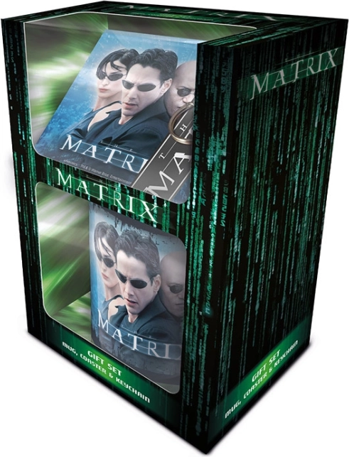 Coffret cadeau MATRIX – mug en céramique, porte-clés en caoutchouc et sous-verre en liège