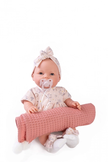 Antonio Juan 14258 BIMBA - poupée bébé qui cligne des yeux avec sons et corps en tissu doux - 37 cm