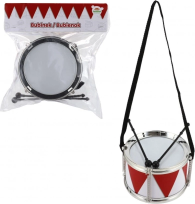 Petit tambour en plastique 16 × 10 cm avec sangle et baguettes