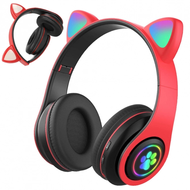 Casque sans fil bluetooth radio fm mp3 oreilles de chat éclairage led