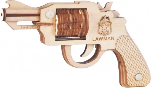 Woodcraft puzzle 3D en bois revolver à élastiques Colt