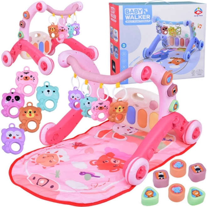 Tapis d'éveil jouet pour bébés 3 en 1 rose