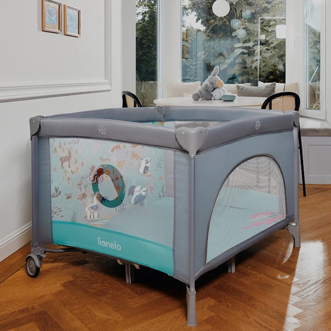Parc pour enfants Lionelo Mille vert-gris