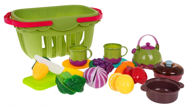 Panier de pique-nique avec fruits et légumes pour enfants