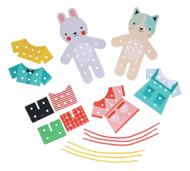 Petit Collage Ensemble à Enfiler Habillage chat et lapin