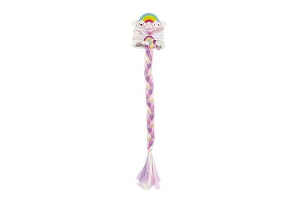 Élastique à cheveux avec nœud et longue tresse colorée à sequins 8x40cm en sachet
