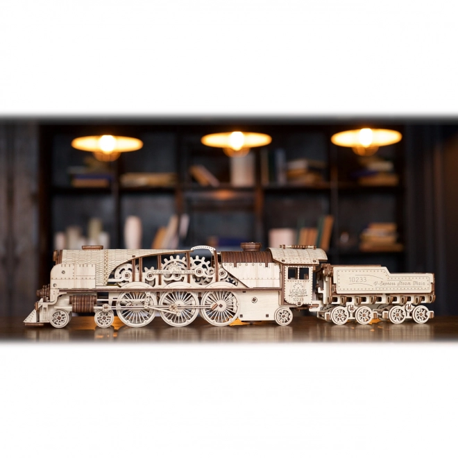 Puzzle 3D Ugears - Locomotive V-express avec wagon 538 pièces