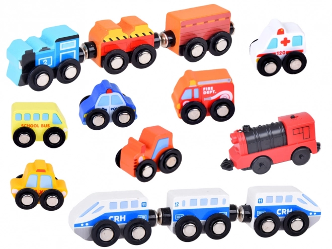 Circuit de train en bois avec coffret