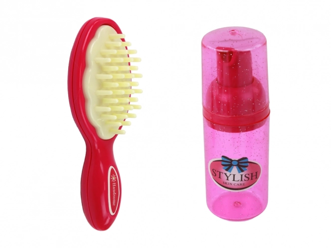 Valise rose élégante pour enfants avec accessoires cosmétiques