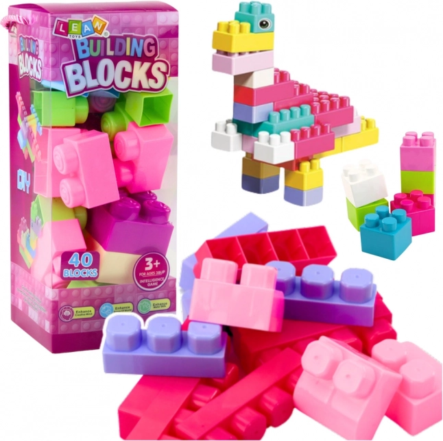 Grand ensemble de construction en boîte 40 pièces briques colorées