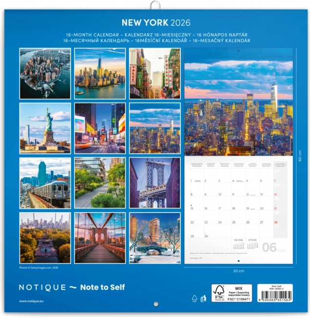 Calendrier de notes New York 2026