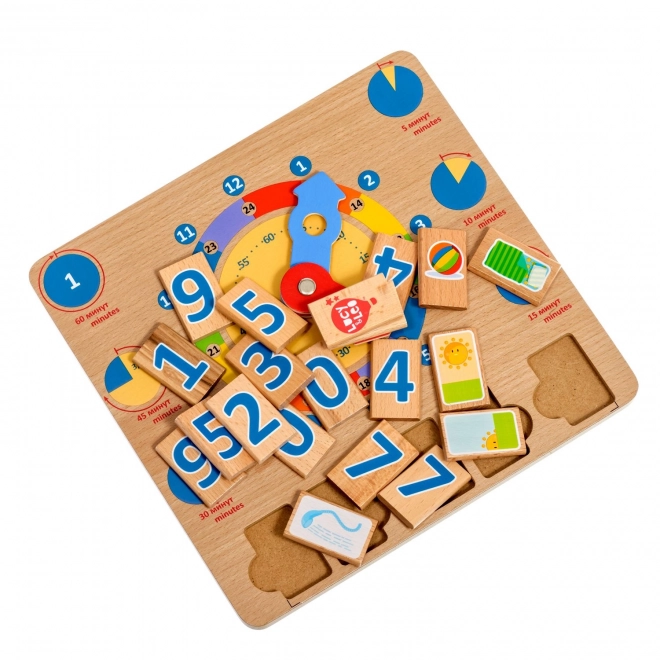 Lucy & Leo Apprenons les heures – planche éducative en bois