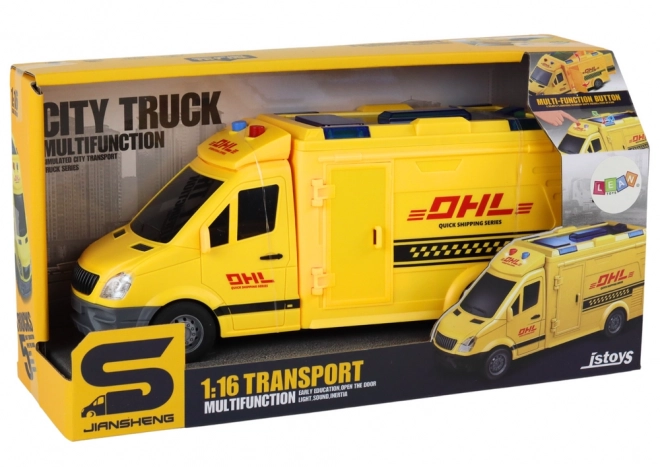 Voiture utilitaire jaune pour enfants avec moteur à friction