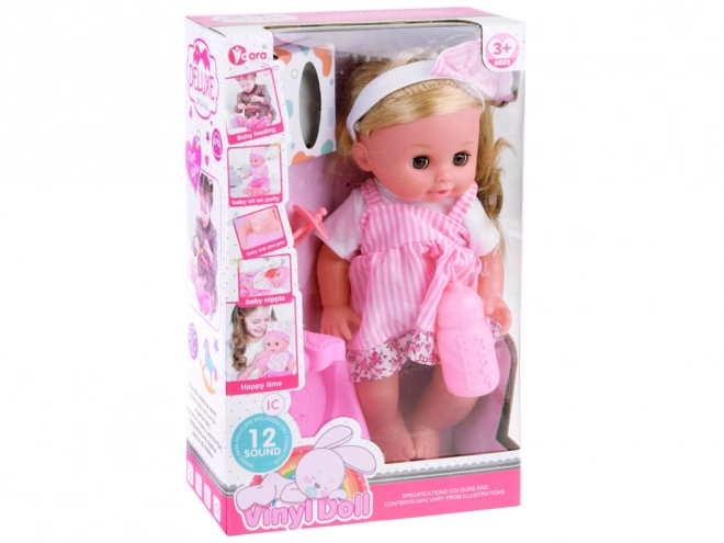 Poupée bébé avec de longs cheveux, parle et pleure