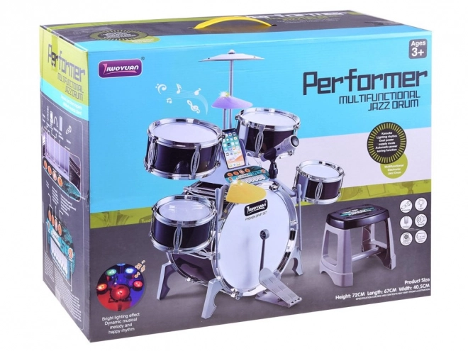 Tambour pour enfants avec microphone et panneau musical
