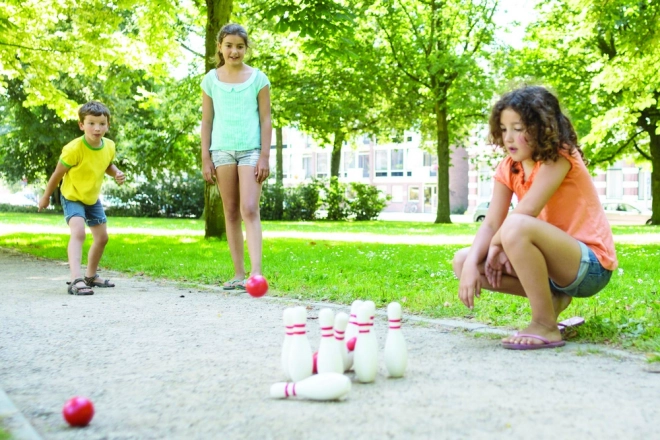 Set de bowling en bois – rouge et blanc